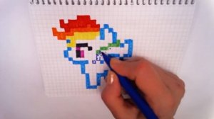 РИСУЕМ ПО КЛЕТОЧКАМ - Рейнбоу Деш /Радуга Деш - ПОНИ - | Pixel Art - Простые рисунки мультфильмы