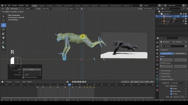 BLENDER 3.0 Анимация ШИМПАНЗЕ 6 бег смотреть онлайн