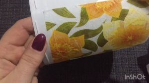 Декор пластмассовой банки.Самый простой способ декупажа.