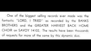 "He'll Roll Your Burdens Away" The Banks Brothers & The Back Home Choir