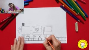 Как нарисовать ПАРОВОЗИК. УРОК 47 Тема: "весёлый паровозик"- цветные карандаши