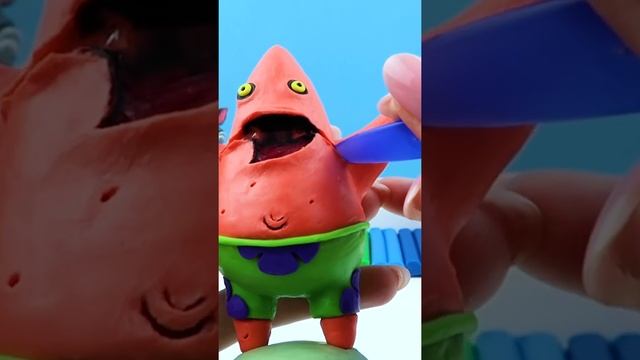 Patrick.EXE SlendySpongebob made from polymer clay, sculpture timelapse. Plastilina Tutorial #short