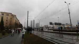 Парад трамваев в Москве 16.04.2022 года на улице Сергея Эйзенштейна.