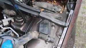 Audi A4 B8 Очистка дренажей для слива воды / Cleaning of drains for water A4B8