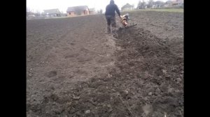 Заделываю борозду от вспашки трактором с помощью мотоблока