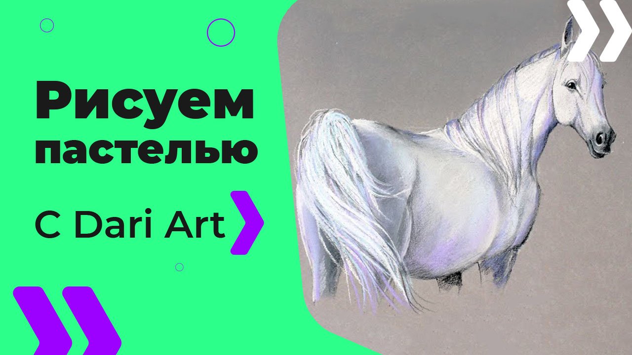 Бесплатный урок рисования! Как нарисовать белую лошадь СУХОЙ пастелью!