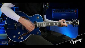 Epiphone Archtop UPTOWN KAT ES Sapphire Blue Metallic sound & review.