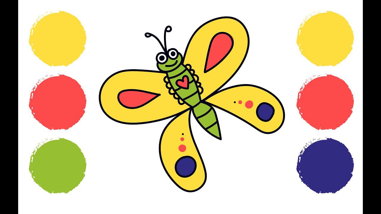 Как нарисовать БАБОЧКУ / Раскраска БАБОЧКА / How to draw a butterfly / Краски раскраски смотреть онлайн