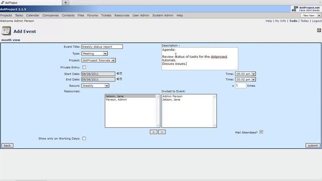 dotProject Tutorial - Creating Events смотреть онлайн