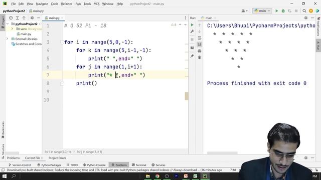 Star Patterns Python Program #20 | Star Patterns python playlist