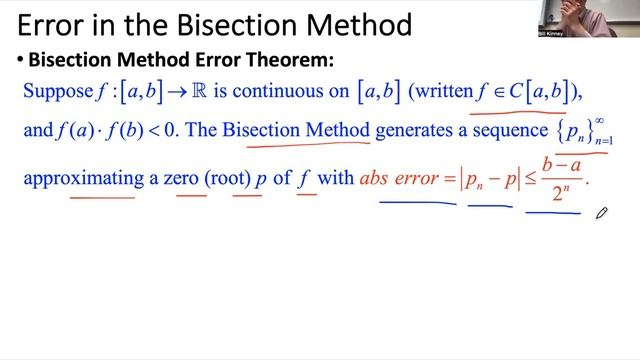 Bisection Method Example and Bisection Method Error Bound Theorem