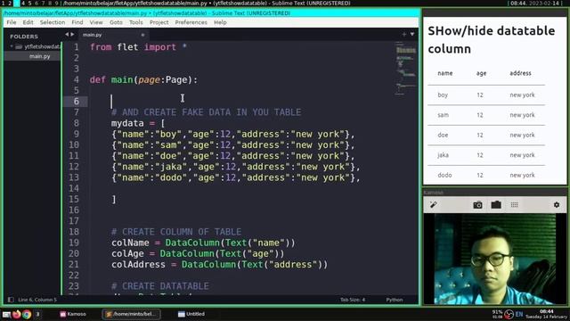Flet Tutorial - DataTable Column Show or Hide