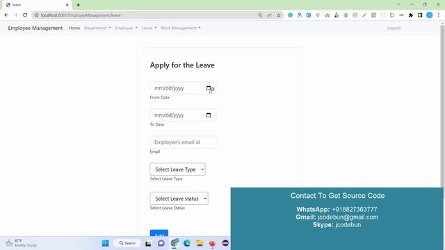 Employee Management Project in Spring boot, Hibernate, JPA with source code and project report