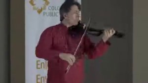 Bach Cello Suite No. 3 Bourrée performed on electric violin at Colorado Public Radio