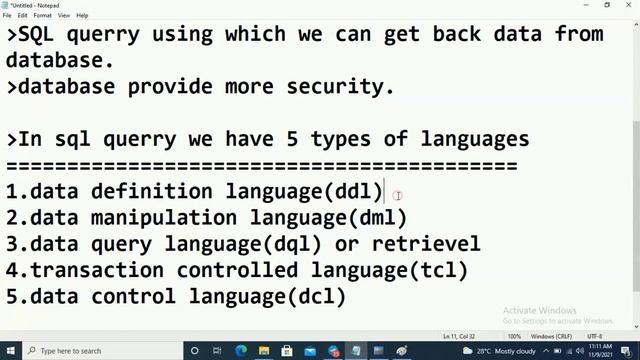 SQL introduction | DDL, DML ,SQL, DCL,TCL | Introduction to SQL