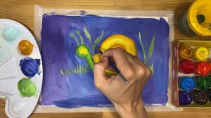 Легкий рисунок улитки гуашью для детей | Урок срисовки для начинающих