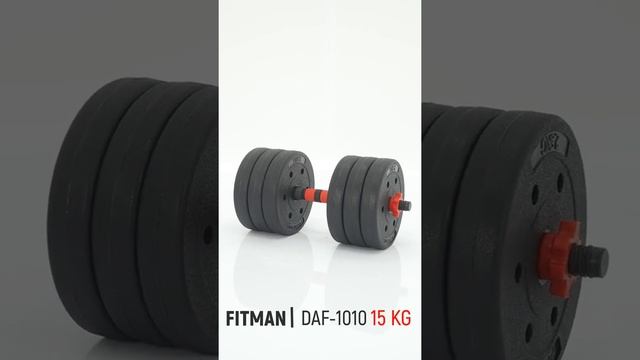 Гантель разборная FITMAN DAF-1010 15 кг, диски пластик, гриф пластиковый эргономический