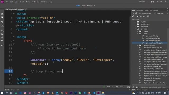Php Basic foreach loop | PHP Beginners Tutorial | PHP Free Videos & Scripts | PHP Loops #4 | eWaySo