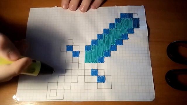 Алмазный меч из игры Майнкрафт, 3D ручкой смотреть онлайн