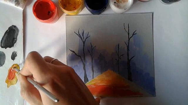 Рисуем осень поэтапно | Туториал гуашью смотреть онлайн