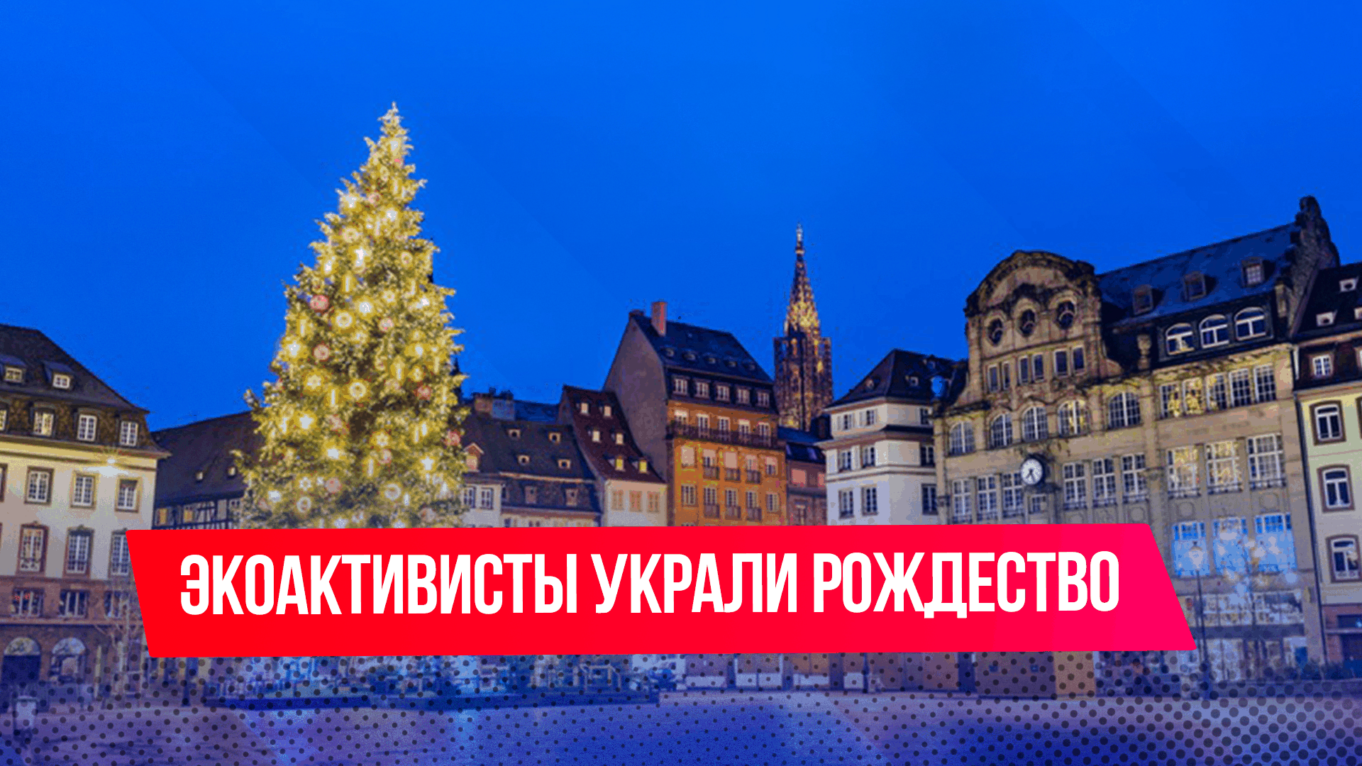 Экоактивисты облили краской рождественскую елку в Страсбурге