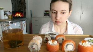 мукбанг роллы | первый мукбанг-знакомство | mukbang sushi rolls