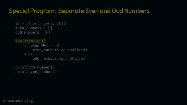 Python Special Programs - Separating Even & Odd Numbers