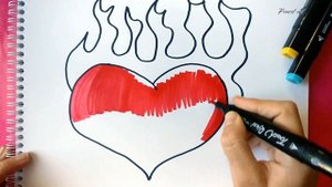 How easy it is to draw a FIRE HEART, ОГНЕННОЕ СЕРДЦЕ