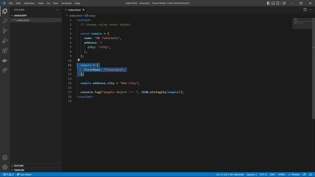 JavaScript Interview Questions - #2 | Is Possible to change the value in const object? #javascript