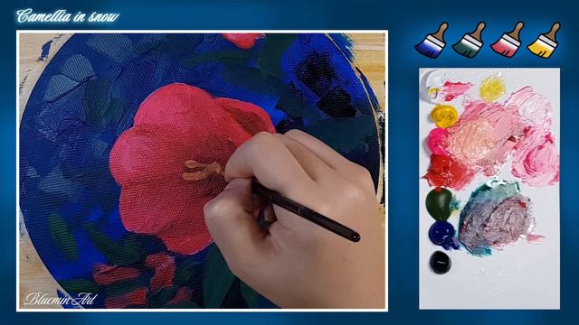 How to paint Camellia in snow / Acrylic painting / Easy Flower /아크릴화 / #106 смотреть онлайн