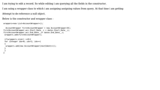 Salesforce: Attempt to de-reference a null object while assigning values to wrapper class смотреть онлайн