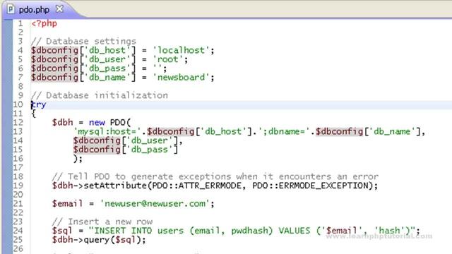LearnPHP Tutorial Level 2, Chapter 10. Database Abstraction: PHP Data Objects (PDO)