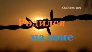 Личное свидетельство рождённого на зоне..