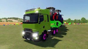 TRANSPORT OF COLORS FENDT, CLAAS, MAHINDRA,VALTRA TRACTORS WITH RENAULT TRUCKS! Farming Simulator 2