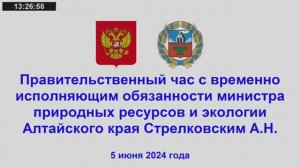 Правительственный час АКЗС с врио министра природных ресурсов и экологии Стрелковским А.Н.