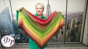 Шаль бактус спицами со средней линией из пряжи Flowers от YarnArt. Мастер-класс с разбором узоров