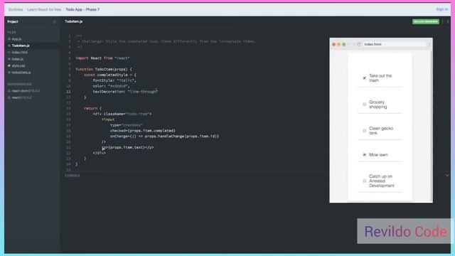 Todo App Phase 7 | React JS  Course for Beginners | React JS Tutorial | #revildo_code