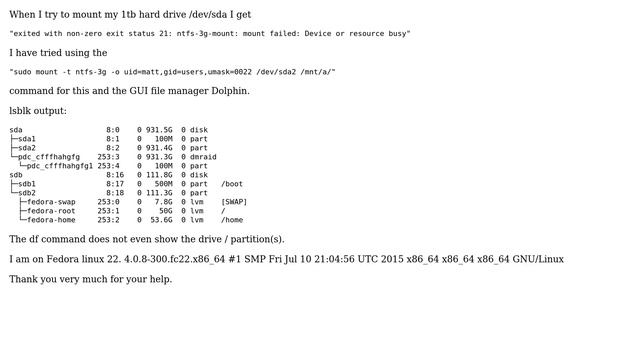 Unix & Linux: ntfs-3g-mount: mount failed: Device or resource busy (3 Solutions!!) смотреть онлайн