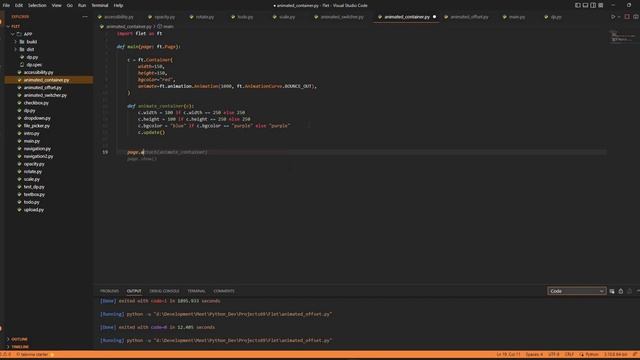 Flutter apps in Python | Animated Container