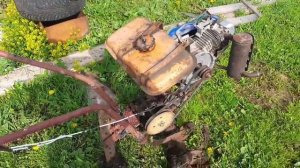 самодельный мотоблок с двигателем от бензогенератора.