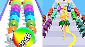 Мобильные игры Hair Challenge VS Ball Run 2048 прохождение, геймплей и новые уровни для Android iOS