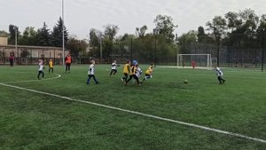 Товарищеская игра по футболу (Дети играют в футбол 6,7 лет)