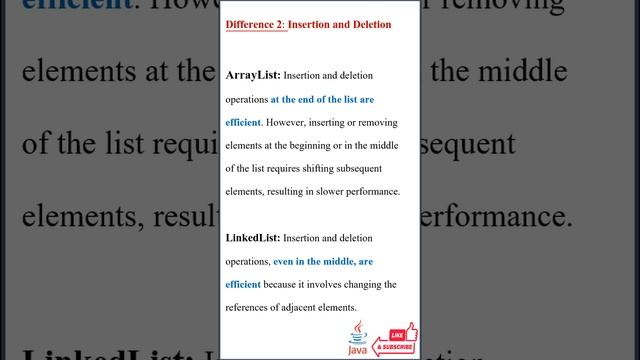 Difference between ArrayList and LinkedList #java #interviewpreparation