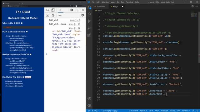 JavaScript DOM Single Element Selectors | Learn JavaScript