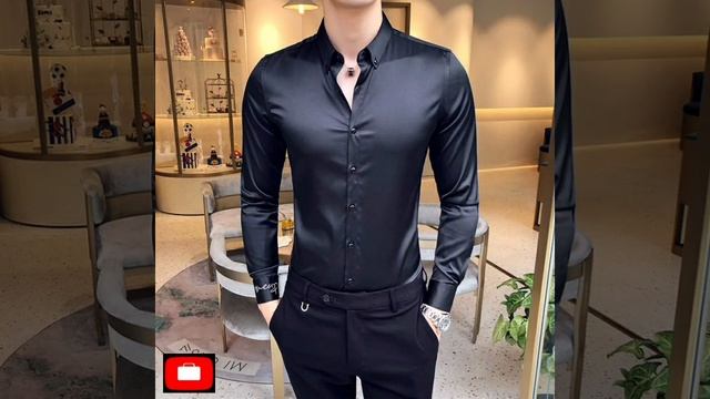 Мужская рубашка с вышивкой и вырезом, повседневная при