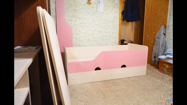 Собираем двухъярусную выдвижную кровать фунтик-3 дуб молочный/розовый. смотреть онлайн