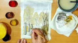 Осень Девушка с зонтом 2 Как нарисовать осенний пейзаж с девушкой гуашью поэтапно