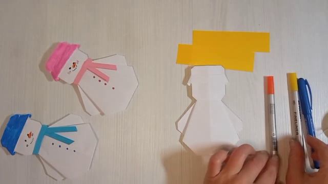 Как Сделать Снеговика/ Snowman Paper Craft/Как Сделать Снеговика/  Снеговик Оригами на Новый Год