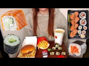 MUKBANG / СУШИ РОЛЛЫ / МАКДОНАЛЬДС / ИНСТАСАМКА ХЕЙТ!!!!