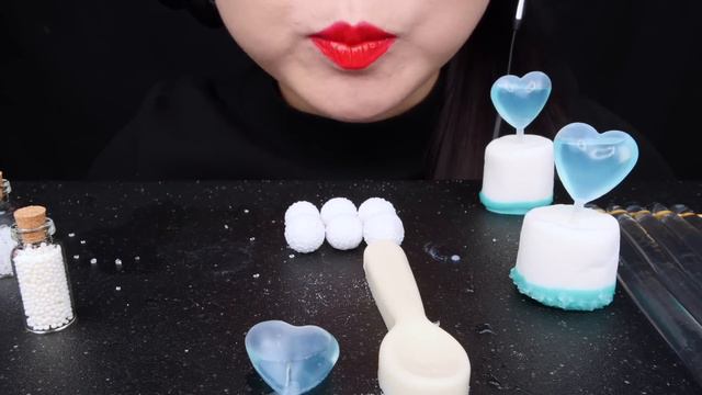 ASMR CLEAR FOODS 투명 디저트먹방, CLEAR JELLY, EDIBLE SPOONS, POPPING BOBA, PEEPS, DRINKING SOUNDS 신기한 물먹방